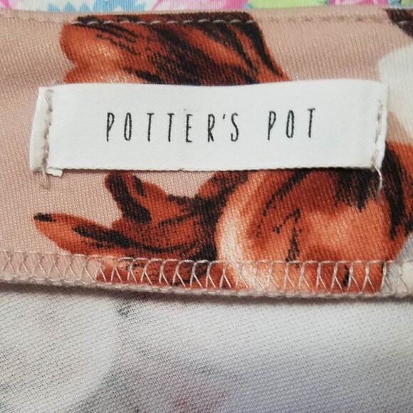 Potters Pot Rose Floral Circle Skirt size Large - Picture 2 of 7